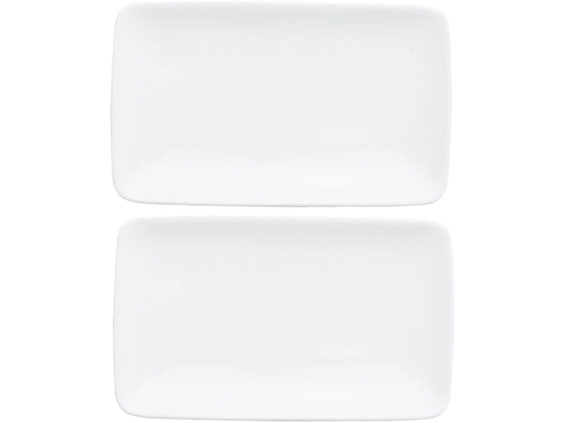 Juego 2 Pequeñas Bandejas Cerámica Blanca Organizar Joyas Servir Postres Diseño Sencillo Forma Única Doméstico