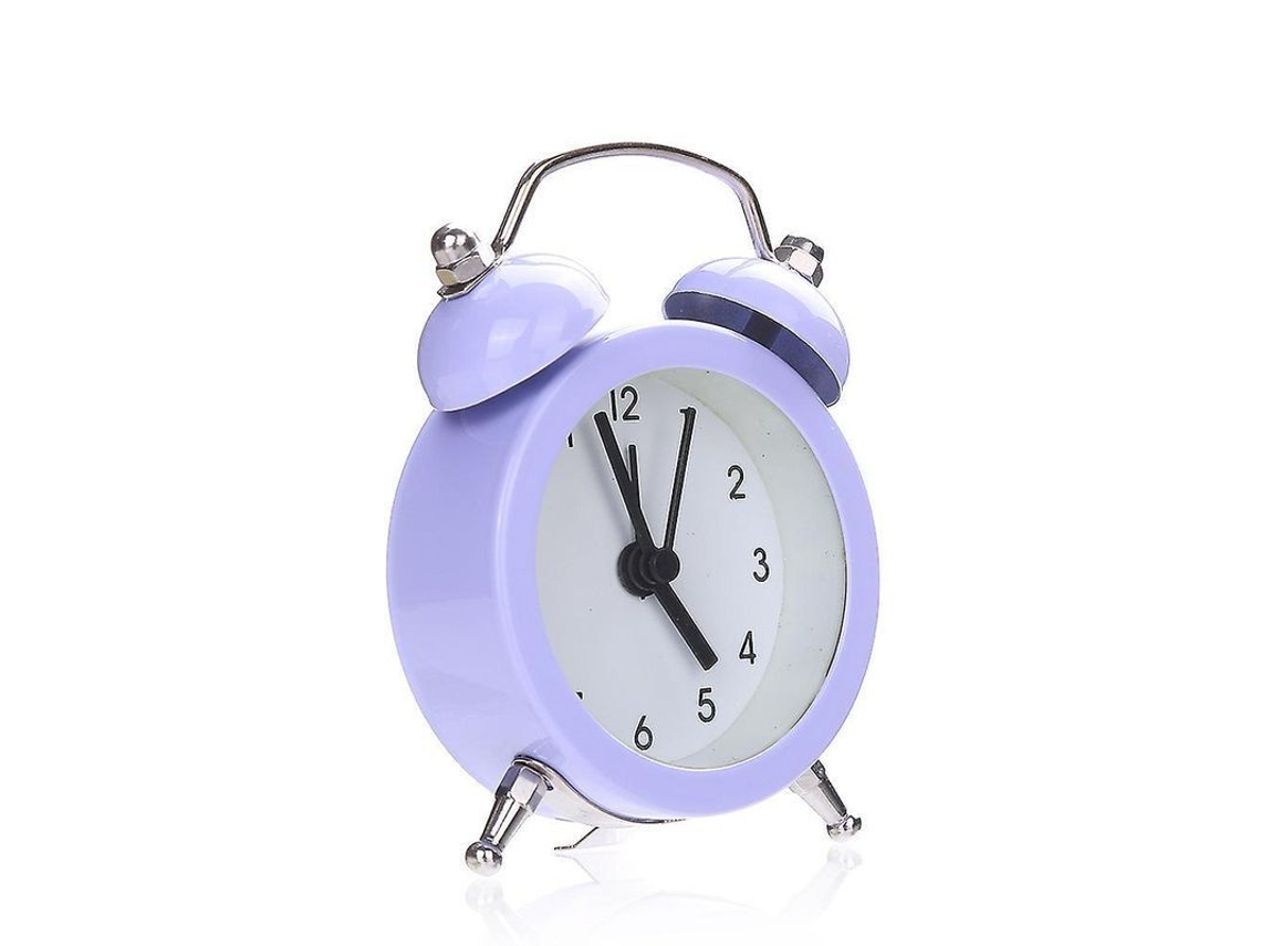 2026-reloj Despertador De Metal Inoxidable Con Campanas Gemelas Silencioso Y Luz Nocturna Qvh Morado