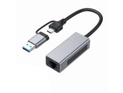 Adaptador Ethernet USB 3.1 de 2,5 Gbps, 2 en 1, convertidor de red USB A/USB C a 2,5 Gbps, USB 3.1 a RJ45 para PC y portátil, Wind Bestvite