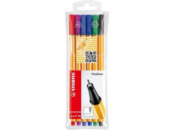 Pack 6 Bolígrafo Fineliner STABILO Point 88 Multicolor