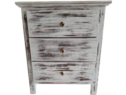 Mesita de Noche PEJECAR 3 Cajones (Blanco - Madera de Piño - 58x50x35 cm)