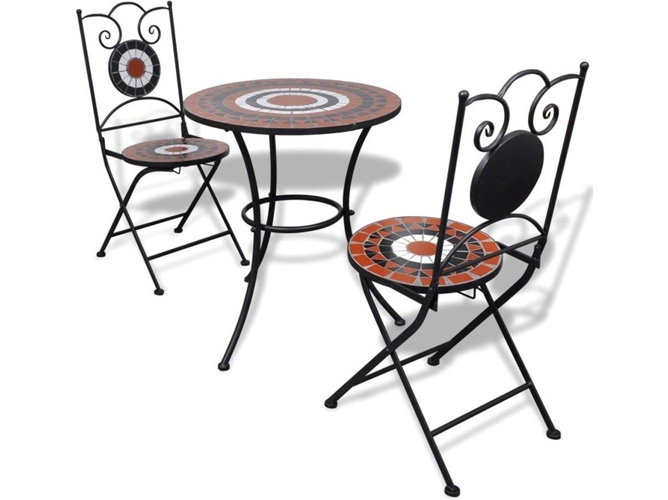 Conjunto 3 Muebles De Jardin VIDAXL Marrón Cerámica