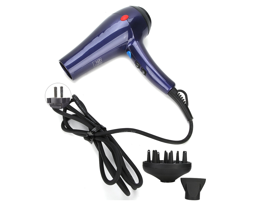 Secador De Pelo De Potencia Fuerte 4 Velocidades Ajustables Herramientas De Peinado Hogar Azul Plug Us 110v