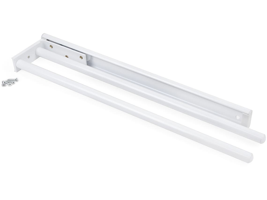 EMUCA Toallero Extensible - 2 Brazos - Aluminio - Pintado Blanco