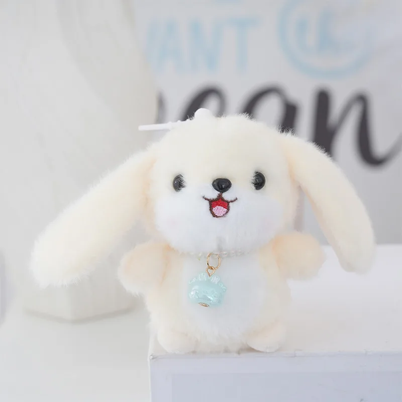 Llavero De Conejo De Orejas Caídas (blanco) De 13 Cm, Ideal Para Bolsos.