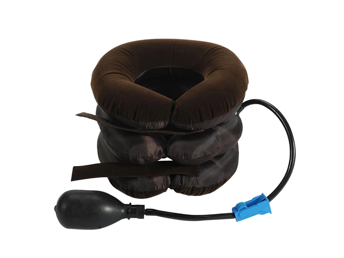 (marrón) Cinturón De Soporte De Cuello Inflable Con 3 Tubos De Aire