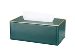 Caja Rectangular De Papel Higiénico De Cuero (verde Oscuro) Con Diseño De Mármol Texturizado.