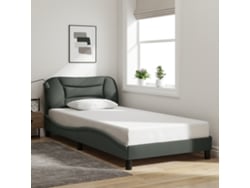 Estructura De Cama Sin Colchón Tela Gris Oscuro 90x200 Cm