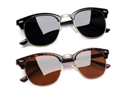 2026-gafas De Sol Polarizadas Linjou Semi-rimless Uv400 Unisex Clásicas Vintage 2pcs