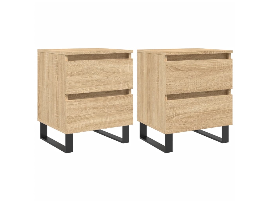 Mesitas de Noche 2Pzs Derivados de Madera Roble Sonoma