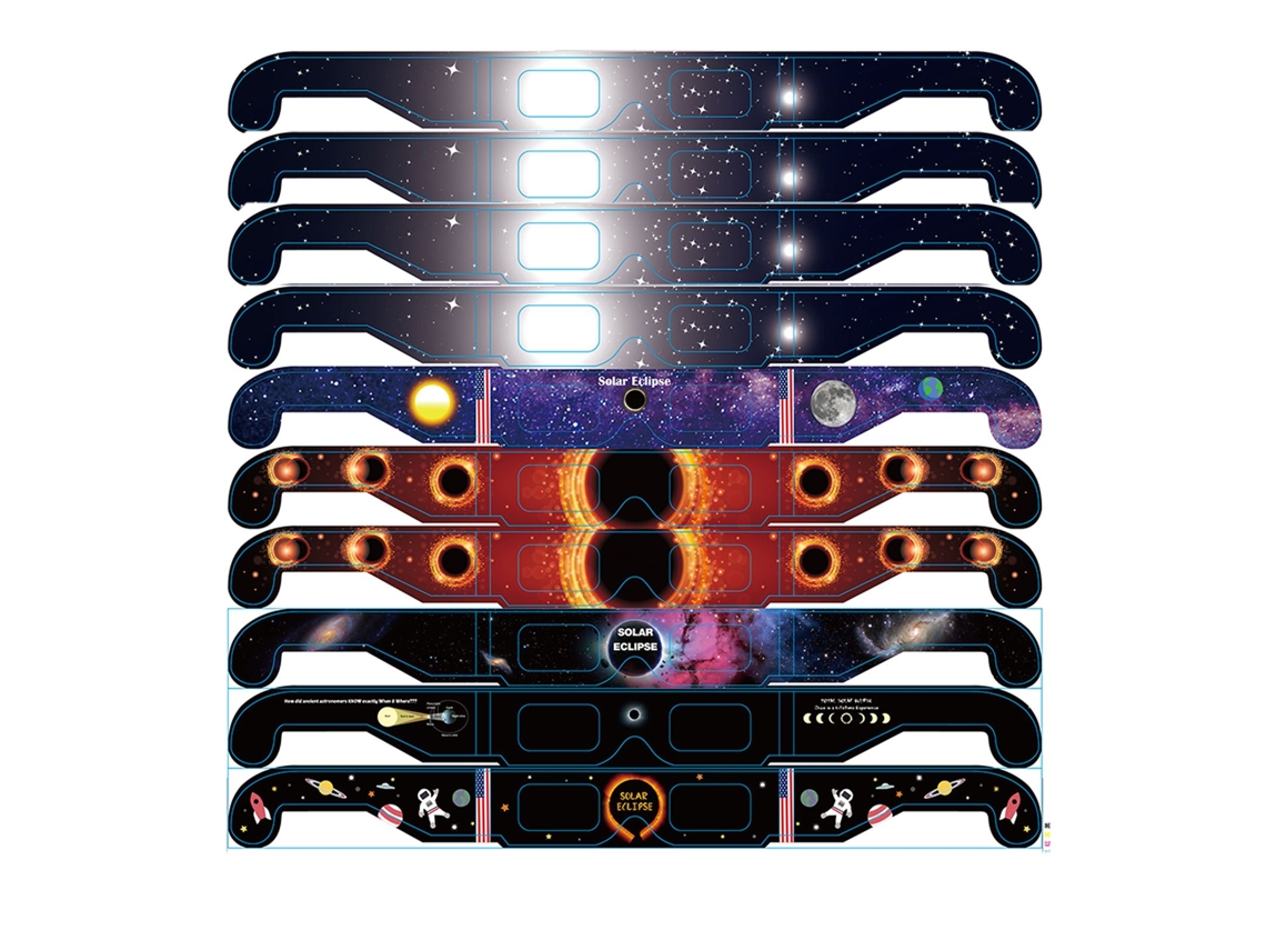 10 Gafas Para Eclipses Solares Con Protección De Plástico Y Papel Para Una Observación Segura Del Sol.