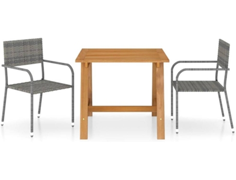 Conjunto 3 de comedor para jardín VIDAXL gris