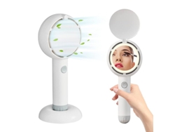 Mini Ventilador Portátil Recargable Con Luz Led, 3 Velocidades, Para Viajes Y Maquillaje (blanco)
