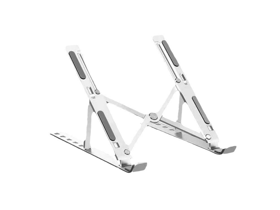 Soporte Para Notebook 7 Posiciones, Aluminio, Plegable, Compartimento Interno, 18", Ergonómico – Plata