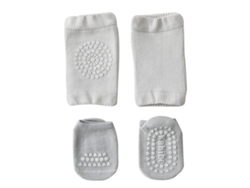 Rodilleras y calcetines para niños, talla S, 0-1 años, gris claro.