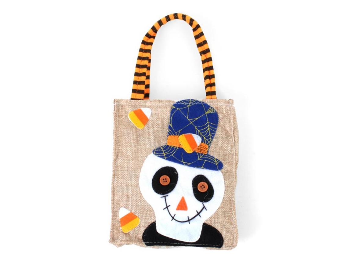 Bolsa para dulces Calavera de lino de 20x15 cm