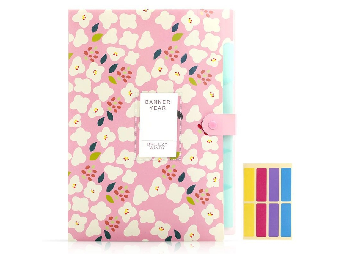 2026rebe-carpeta Expandible A4, Carpeta De Archivo Con 8 Bolsillos, Diseño Floral Rosa, Plástico Duradero