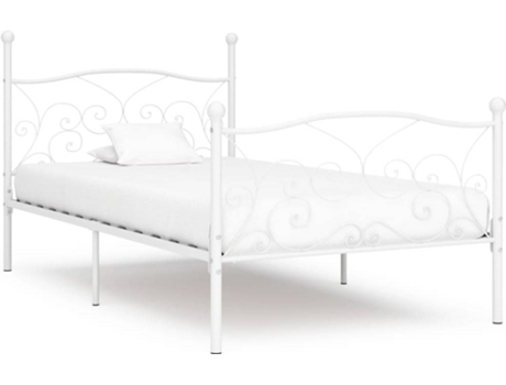 vidaXL Estructura de cama con somier de láminas de metal blanco 90x200 cm