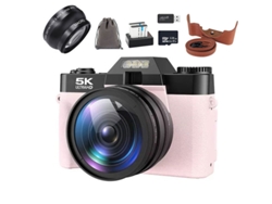 Cámara Digital Compacta Szsmart Rz0 Con Pantalla De 3", Wifi Y Lente Gran Angular - Vlog Selfie Para Principiantes (rose-2 Baterías-5k 75 Mp-128 Gb)