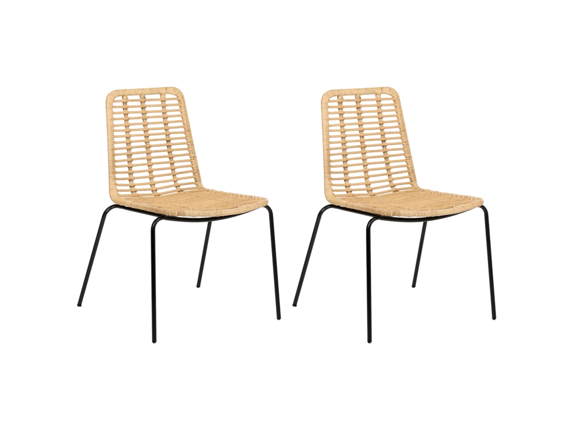 Cadeiras De Refeição Vintage Em Vime Beliani Taos De Rattan Natural 56x55x82