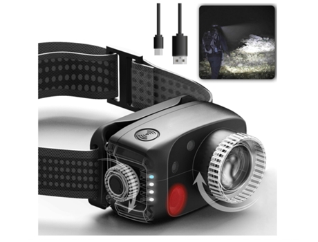 Linterna Frontal Recargable Linterna Frontal Led de 800 Lúmenes para Acampar Pesca Reparación Nocturna Pasear Perros Negro BISBISOUS VIGA EUROPE