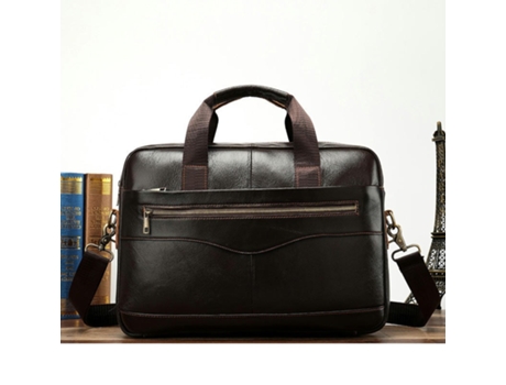 Bolso de cuero genuino vintage Bolso mensajero para computadora portátil Bolsos de hombro tipo bandolera para hombres-1118 Café