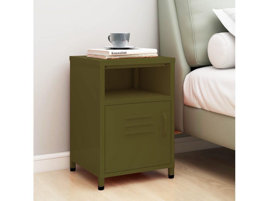Mesa de Cabeceira LOVELY HOME Mesinha Aço 35X35X51 Cm Verde-Azeitona