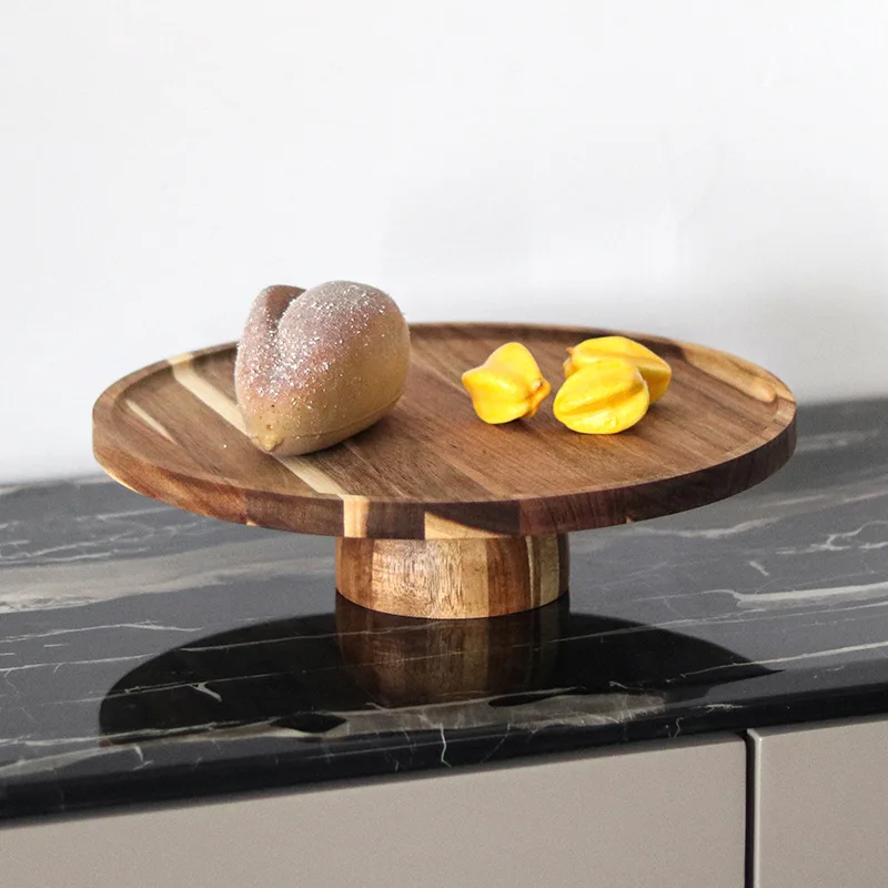 Frutero De Madera Maciza, Taza De Comida Con Tallo, Plato Para Pasteles Y Aperitivos