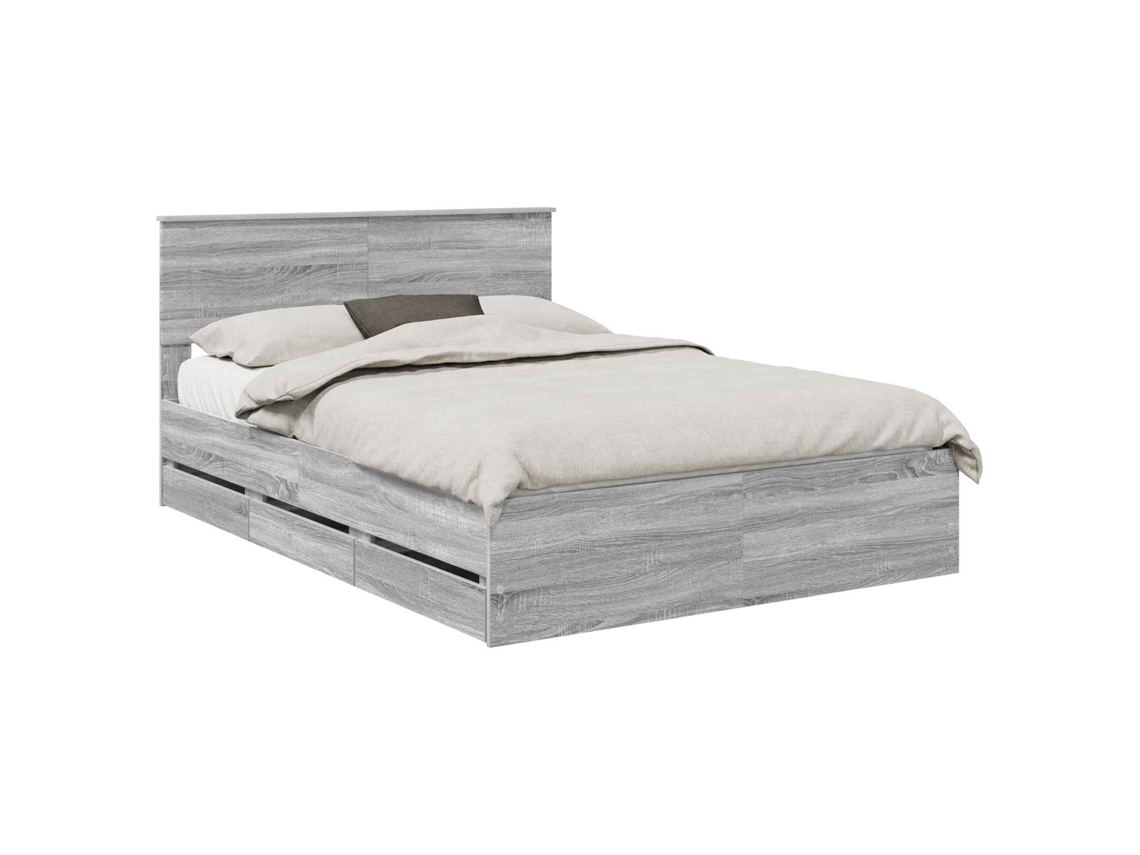 Maison Exclusive - Estructura De Cama Gris Sonoma 140 X 200 Cm Madera Ingenieril