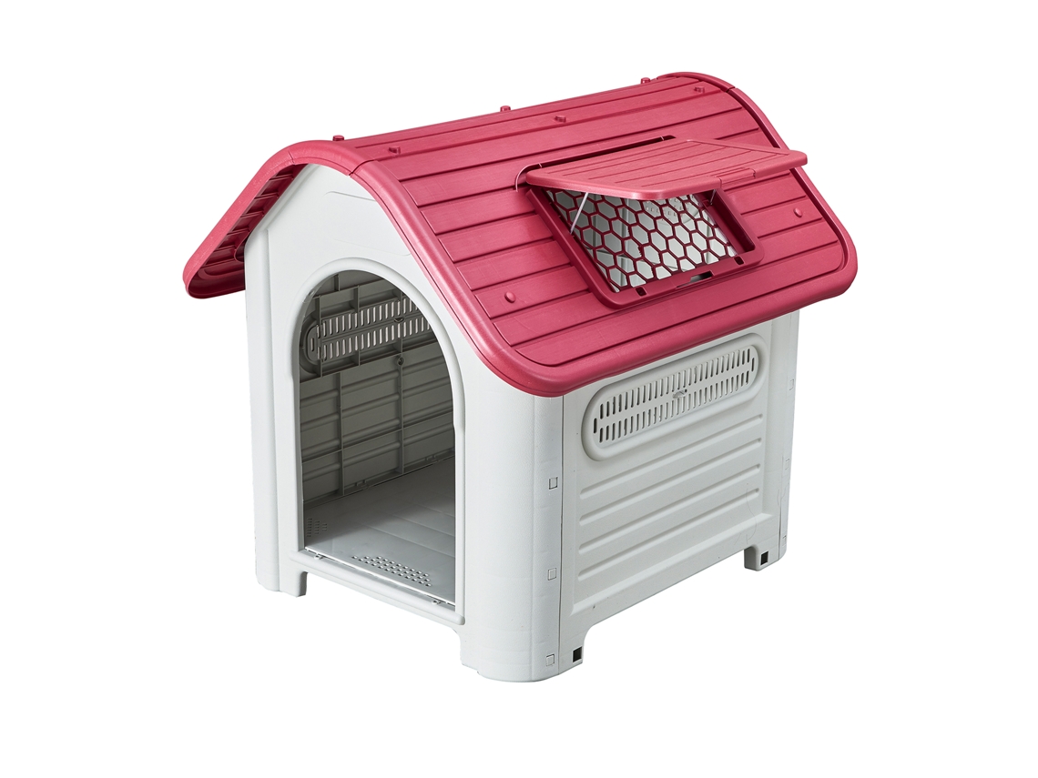 Caseta para Perro Mediano GARDIUN Dakota 72X87X75 Cm Fabricada Con Resina Color Beige/Rojo