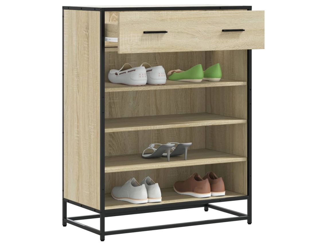 Zapatero | Armario Zapatero De Madera Y Metal Roble Sonoma 75x38x97,5 Cm