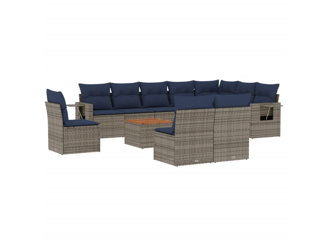 Maison Exclusive - Conjunto De Sofá De Jardín De 11 Piezas Con Cojines, Poliratán Gris