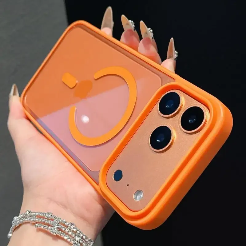 (naranja Para Iphone 13) Funda Protectora Magsafe, Cubierta Trasera De Acrílico