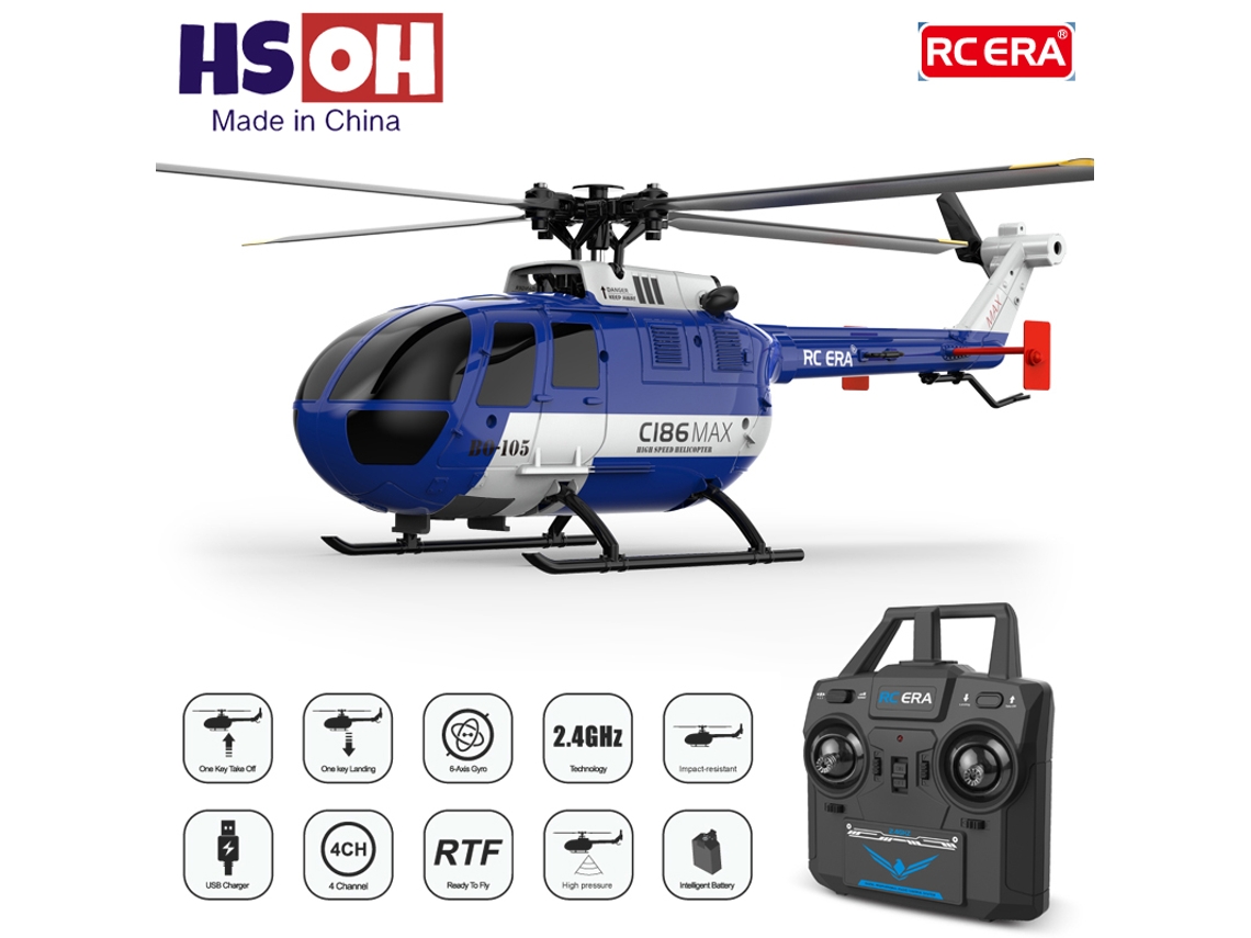 Helicóptero Rc Bo105 Escala 4ch Con Estabilización Por Giroscopio Y Flujo Óptico, Control Remoto Para Adultos Aeuzwr