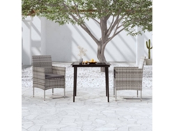 Conjunto de comedor de jardín de 3 piezas DKD Home Decor con cojines en gris y negro