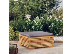 Reposapiés de jardín Lovely Home con cojín, teca maciza gris oscuro Wsd80893