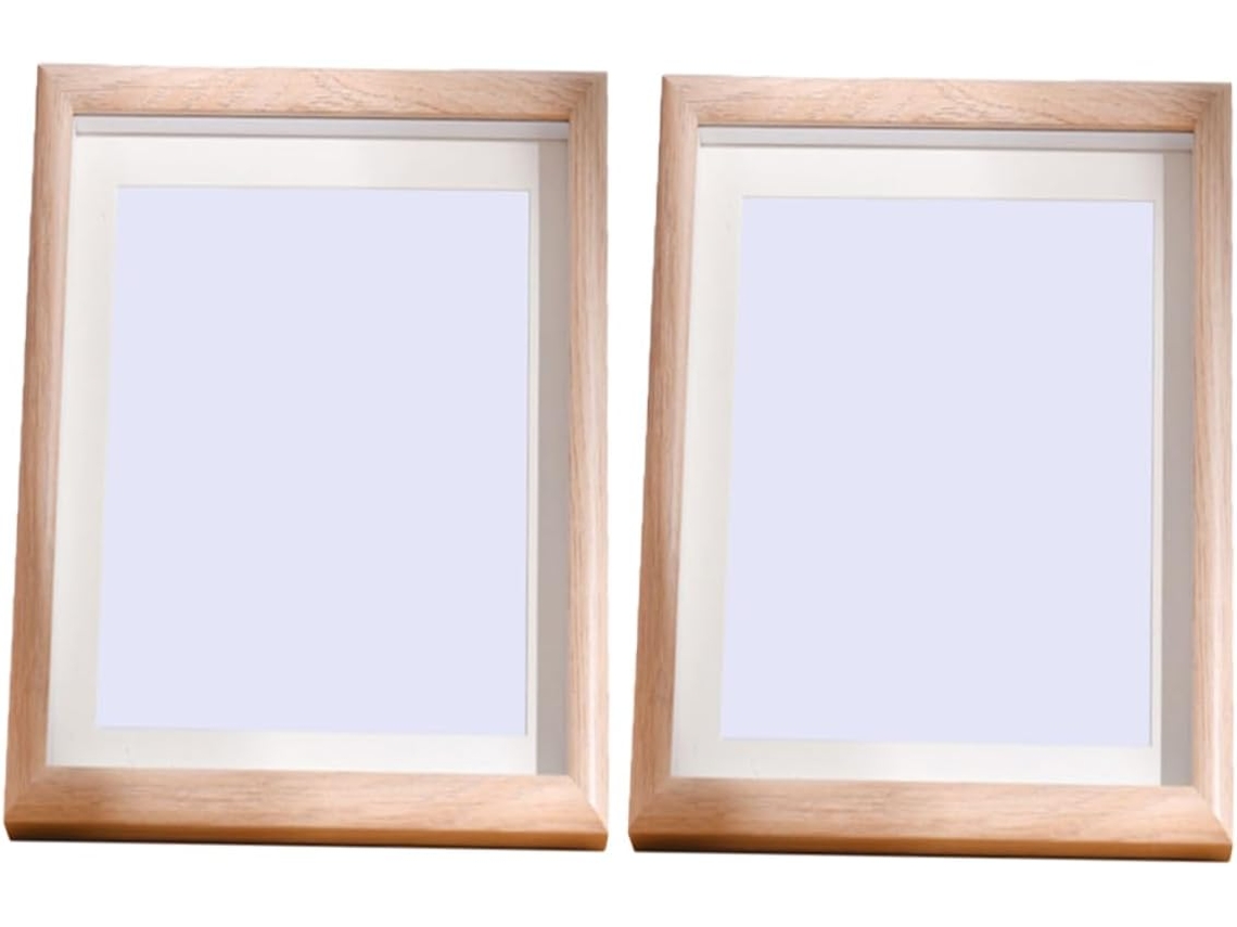 Juego 2 Marcos Fotos Pared Madera Estilo Retro 25 Cristal Decoración Hogar Cm