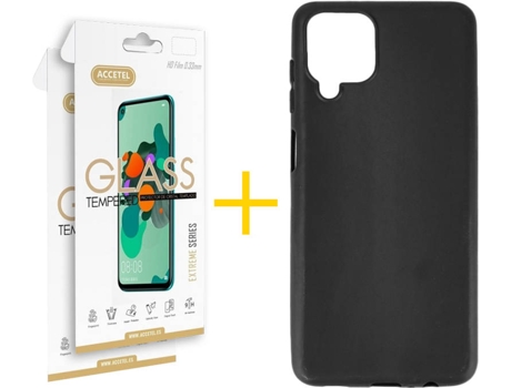 Kit Funda + 2 Protectores de Pantalla Samsung Galaxy M12 ACCETEL Liso (Negro)