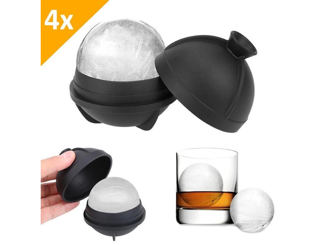 4 Moldes Bola Hielo 6cm Silicone Prueba Fugas, Para Whisky Cocteles