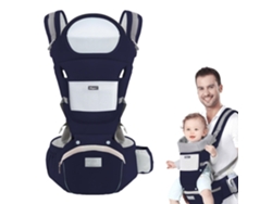 Portabebés ergonómico con asiento de cadera para bebés de 0 a 36 meses, azul medianoche Digitallab