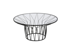Mesa Centro Metal Cristal Negro 85x85x39cm