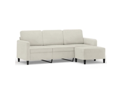 Maison Exclusive - Sofá De 3 Plazas Con Taburete De Terciopelo Crema 180 Cm