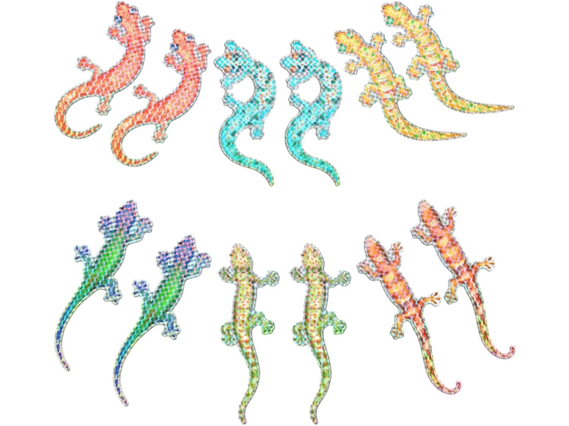 Juego De 12 Pegatinas Magnéticas Anticolisión Con Diseño De Gecko Colorido, Adhesivo Magnético Removible.