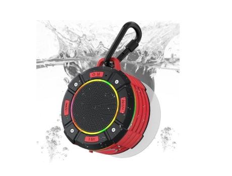 Altavoz Bluetooth Altavoces de Ducha de Agua con Luces LED Altavoces inalámbricos estéreo TF para Fiesta de Viaje de Trabajo Rojo BISBISOUS