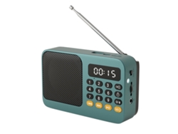 Radio FM portátil con linterna y función recargable. Mdug (verde)