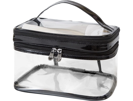 Bolsa De Maquillaje Transparente Bolsa De Aseo De Viaje Para Mujer, Bolsa De Maquillaje De Viaje De Doble Capa Impermeable, Negro ZMDECQNA