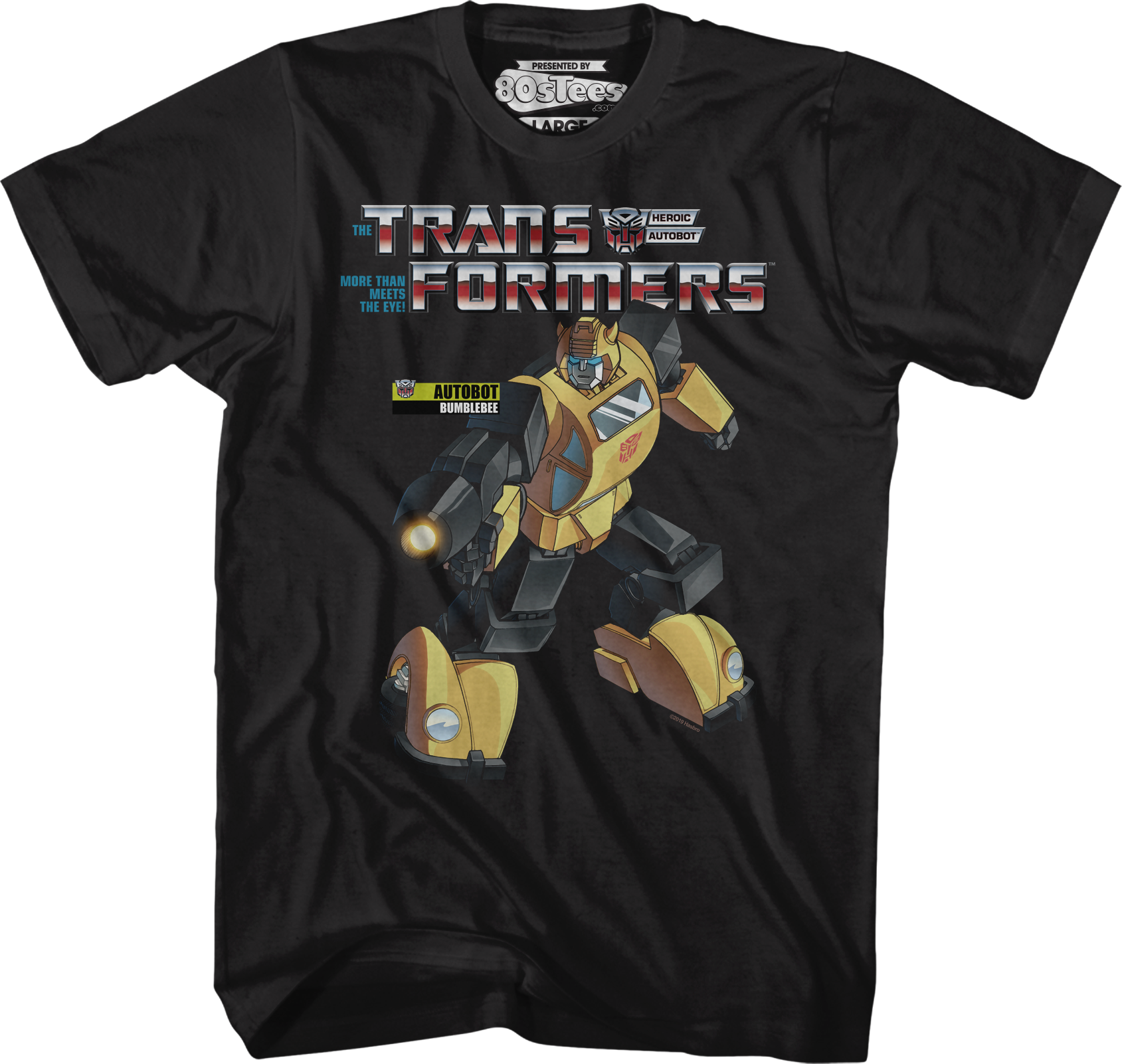 Camisetas Unisex DEEPSTONE Heroic Autobot Bumblebee Transformers Negro (L)