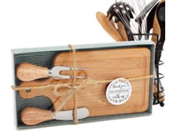 Tabla De Quesos - Servidores | Bandeja Cuadrada De Madera Para Carnes Con Cubiertos Y Etiqueta De Agradecimiento