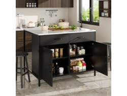 Mesa De Bar 105x39x102 Cm - Estilo Moderno Y Sencillo, Con Superficie De Mármol, Pies Ajustables - Negro