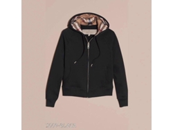 Sudadera Con Capucha De Moda Británica Mujer Talla S-xl Negro/gris Plata Cremallera Casual M Negro